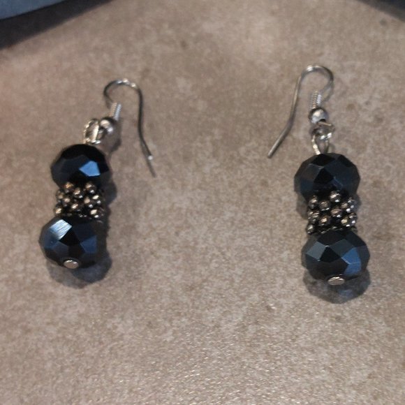 Women's Black Woven Mesh Necklace with Spaced Diamond Cut Beads - Small - NWOT - Picture 8 of 8